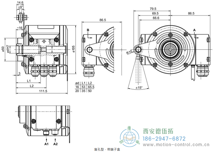 HMG10-B - DeviceNet絕對(duì)值重載編碼器外形及安裝尺寸(盲孔型或錐孔型) - 西安德伍拓自動(dòng)化傳動(dòng)系統(tǒng)有限公司