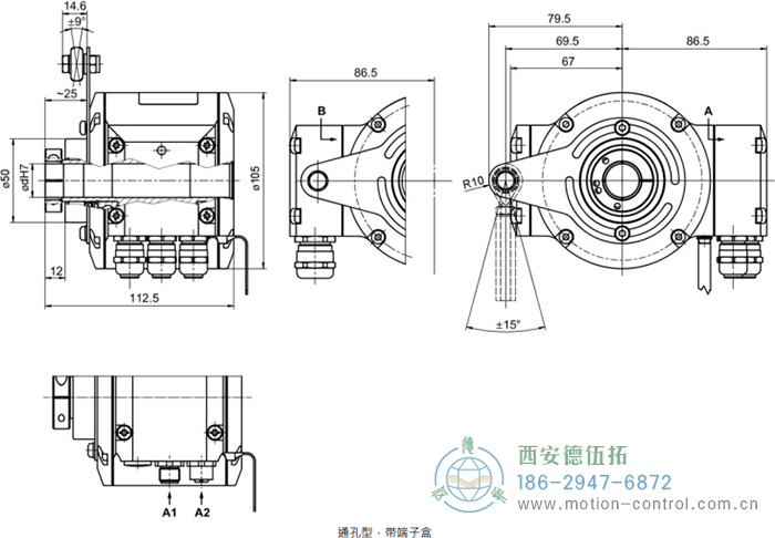 HMG10-T - CANopen®絕對(duì)值重載編碼器外形及安裝尺寸(通孔型) - 西安德伍拓自動(dòng)化傳動(dòng)系統(tǒng)有限公司