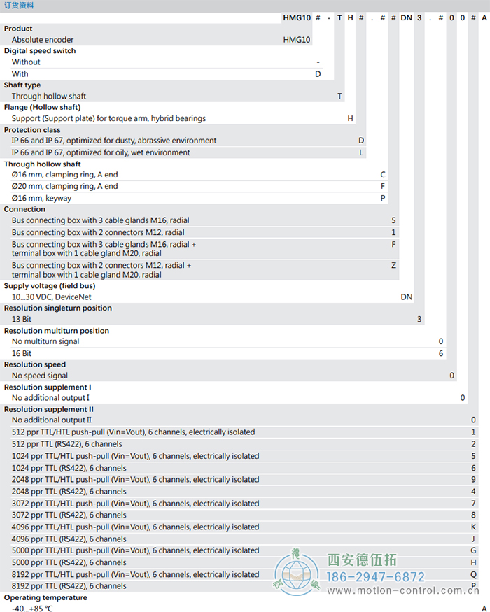 HMG10-T - DeviceNet絕對(duì)值重載編碼器訂貨選型參考(通孔型) - 西安德伍拓自動(dòng)化傳動(dòng)系統(tǒng)有限公司