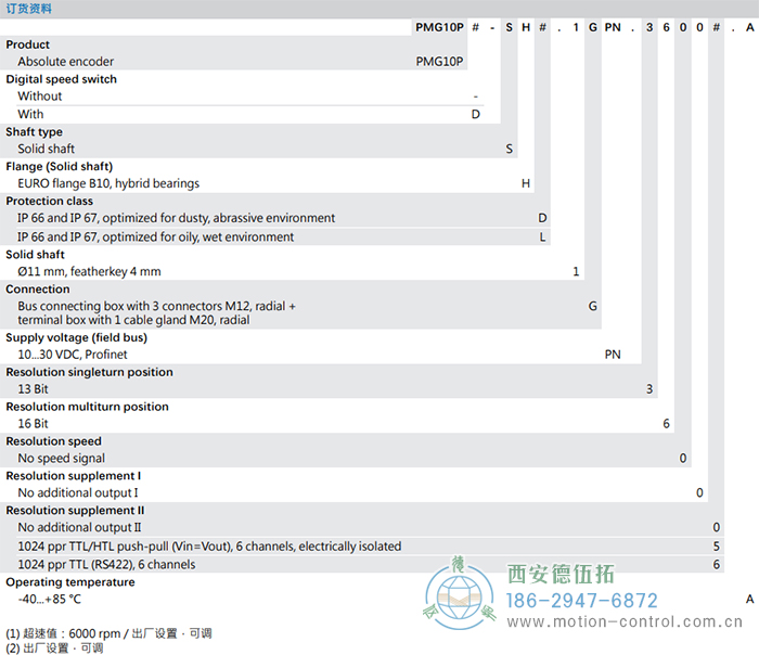 PMG10P - PROFINET絕對(duì)值重載編碼器訂貨選型參考(實(shí)心軸) - 西安德伍拓自動(dòng)化傳動(dòng)系統(tǒng)有限公司