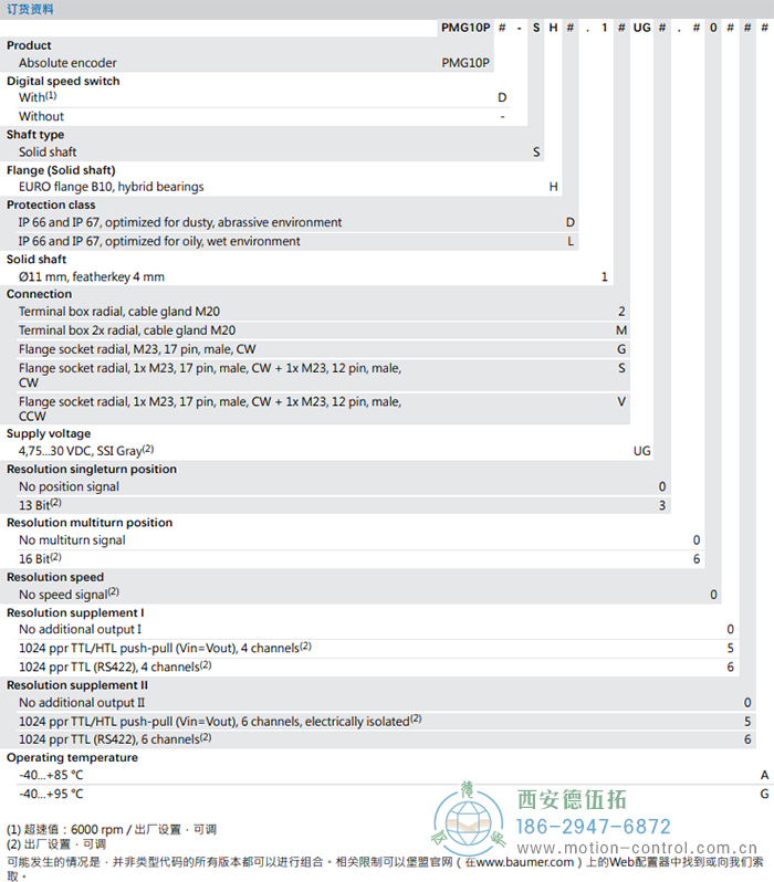 PMG10P - SSI絕對(duì)值重載編碼器訂貨選型參考(實(shí)心軸) - 西安德伍拓自動(dòng)化傳動(dòng)系統(tǒng)有限公司