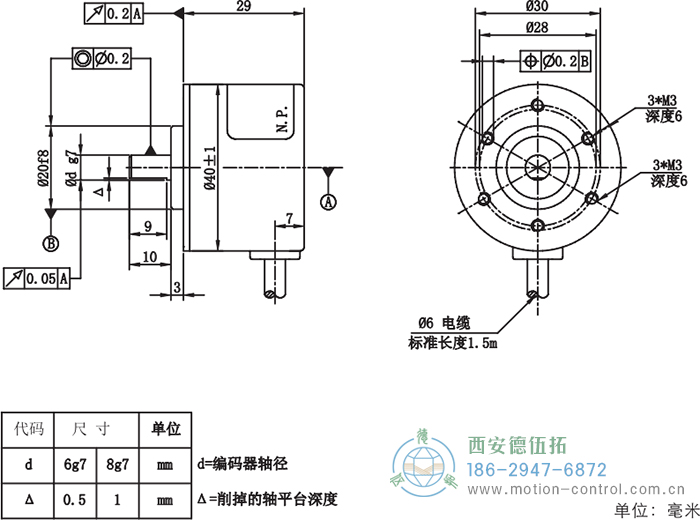 RI41光電增量輕載編碼器外形及安裝尺寸 - 西安德伍拓自動(dòng)化傳動(dòng)系統(tǒng)有限公司