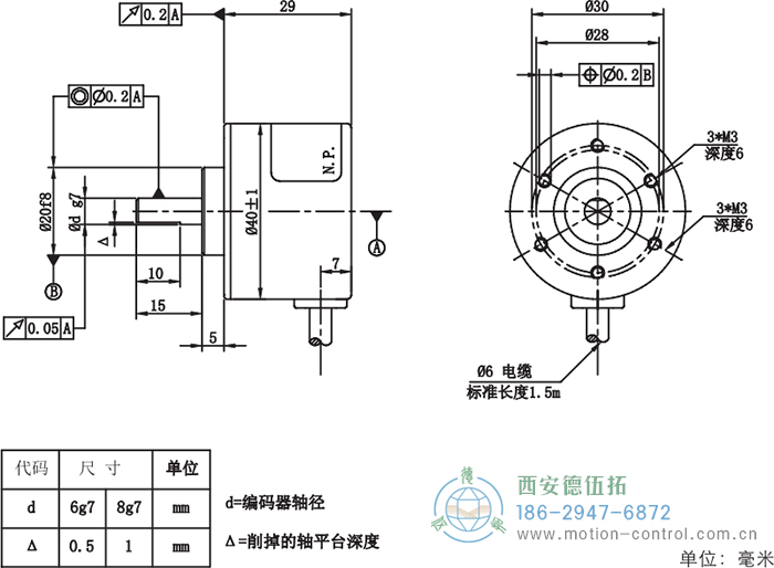 RI41光電增量輕載編碼器外形及安裝尺寸 - 西安德伍拓自動(dòng)化傳動(dòng)系統(tǒng)有限公司