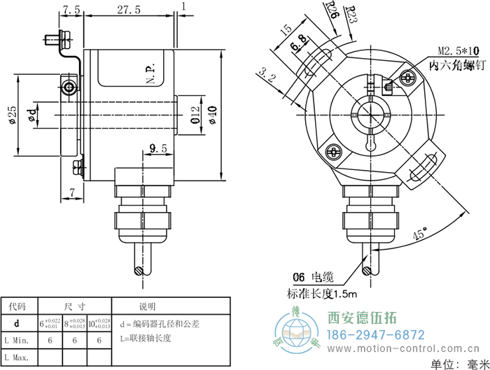 RI41光電增量輕載編碼器外形及安裝尺寸 - 西安德伍拓自動(dòng)化傳動(dòng)系統(tǒng)有限公司